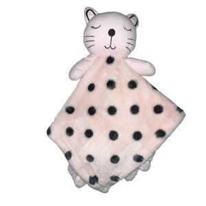 Pink Cat Lovey Black Polkadots Dots Security Blanket‎ SL Home Fashions 14x12